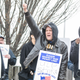 Stop & Shop workers maintain a picket line while on strike on April 12, 2019 in Somerville, Massachusetts.